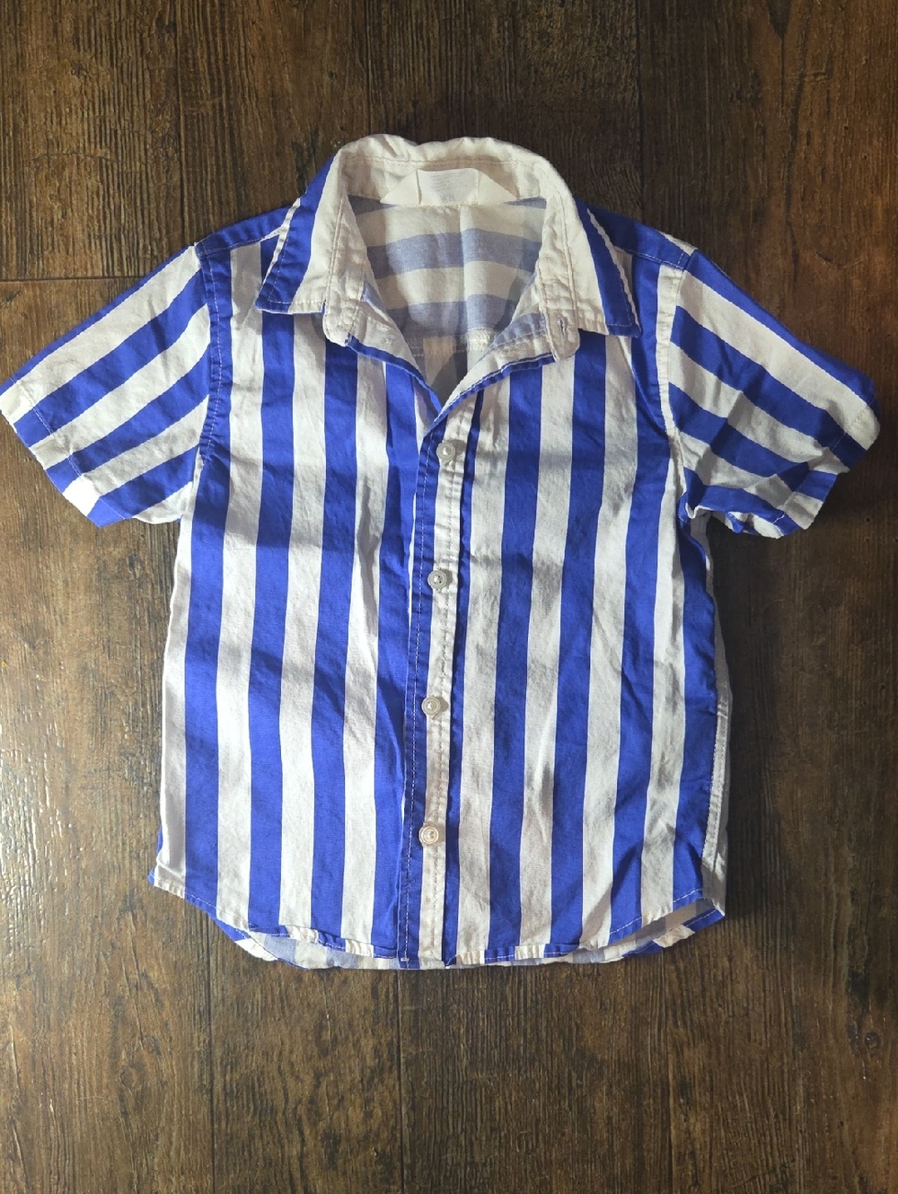 Boys' H&M Blue and White Striped Button-Down Shirt